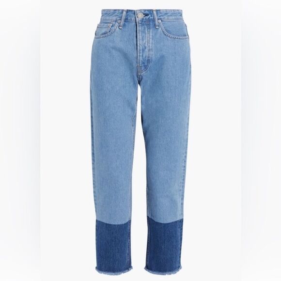 rag & bone Denim - RAG & BONE Maya HW Two-Tone frayed Denim Blue Jeans